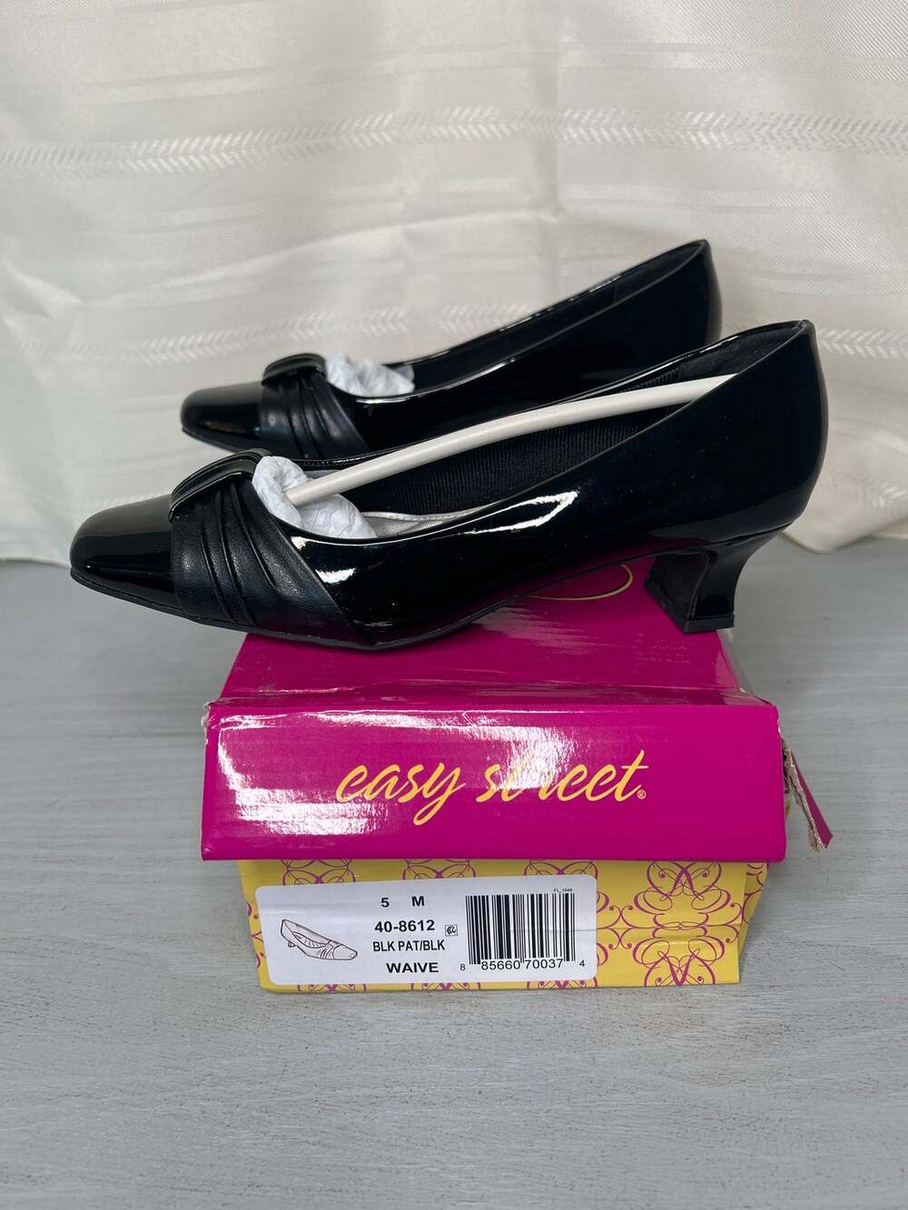 Easy Street Waive Women's Black Synthetic Square Toe Kitten Heel Pump Size 5 M